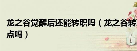 龙之谷觉醒后还能转职吗（龙之谷转职后会洗点吗）