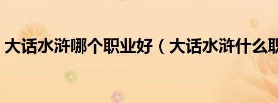 大话水浒哪个职业好（大话水浒什么职业好）