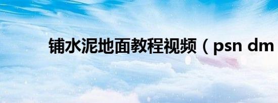 铺水泥地面教程视频（psn dm）