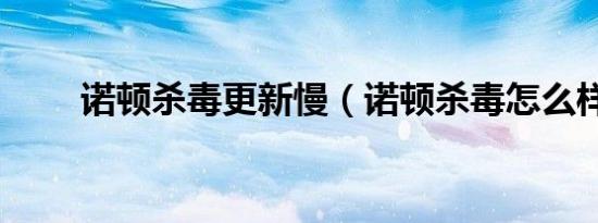诺顿杀毒更新慢（诺顿杀毒怎么样）