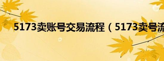 5173卖账号交易流程（5173卖号流程）