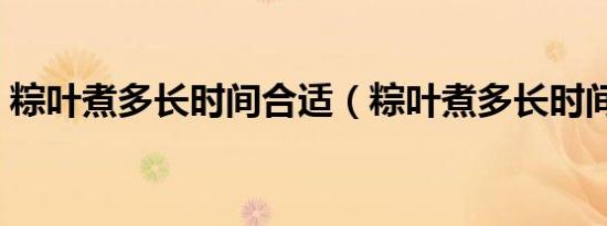 粽叶煮多长时间合适（粽叶煮多长时间为好）