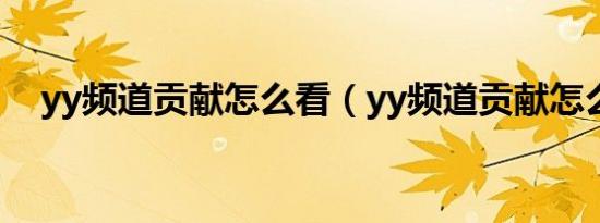 yy频道贡献怎么看（yy频道贡献怎么算）