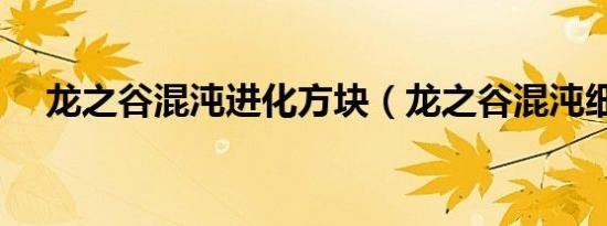龙之谷混沌进化方块（龙之谷混沌细缝）