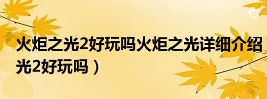 火炬之光2好玩吗火炬之光详细介绍（火炬之光2好玩吗）