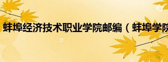 蚌埠经济技术职业学院邮编（蚌埠学院邮编）