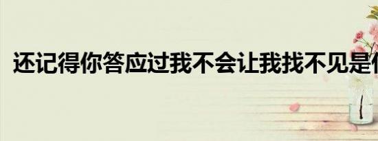 还记得你答应过我不会让我找不见是什么歌
