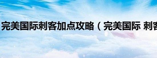 完美国际刺客加点攻略（完美国际 刺客加点）