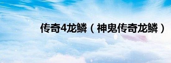 传奇4龙鳞（神鬼传奇龙鳞）
