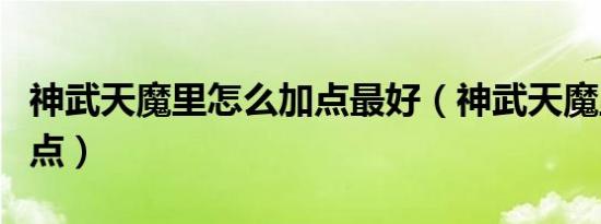 神武天魔里怎么加点最好（神武天魔里怎么加点）