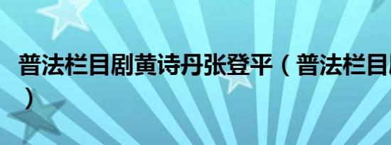 普法栏目剧黄诗丹张登平（普法栏目剧黄诗丹）