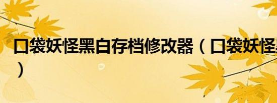 口袋妖怪黑白存档修改器（口袋妖怪黑白存档）