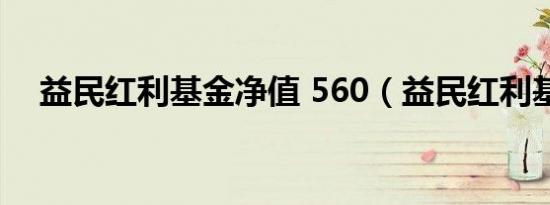 益民红利基金净值 560（益民红利基金）
