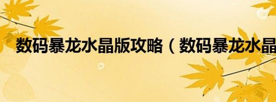 数码暴龙水晶版攻略（数码暴龙水晶版3）