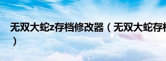 无双大蛇z存档修改器（无双大蛇存档修改器）