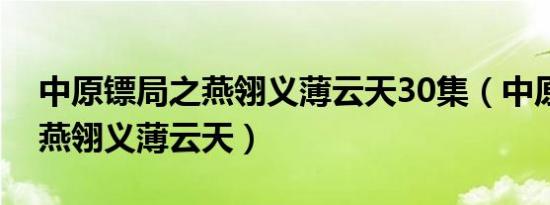 中原镖局之燕翎义薄云天30集（中原镖局之燕翎义薄云天）