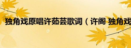 独角戏原唱许茹芸歌词（许阁 独角戏歌词）