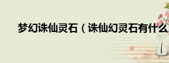梦幻诛仙灵石（诛仙幻灵石有什么用）