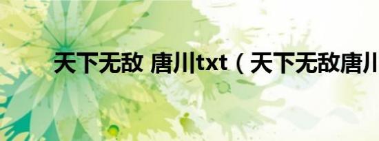 天下无敌 唐川txt（天下无敌唐川）