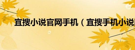 宜搜小说官网手机（宜搜手机小说网）