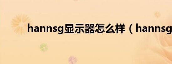 hannsg显示器怎么样（hannsg）