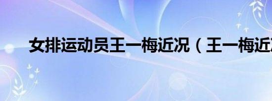 女排运动员王一梅近况（王一梅近况）