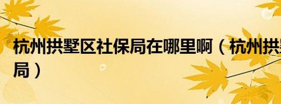 杭州拱墅区社保局在哪里啊（杭州拱墅区社保局）
