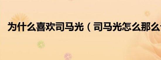 为什么喜欢司马光（司马光怎么那么讨厌）