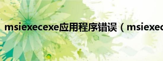 msiexecexe应用程序错误（msiexec exe）