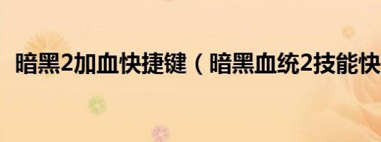 暗黑2加血快捷键（暗黑血统2技能快捷键）