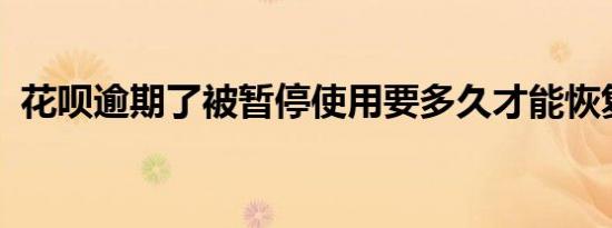 花呗逾期了被暂停使用要多久才能恢复额度