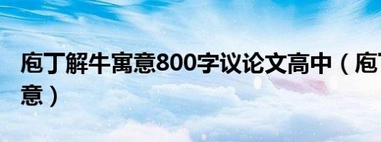 庖丁解牛寓意800字议论文高中（庖丁解牛寓意）