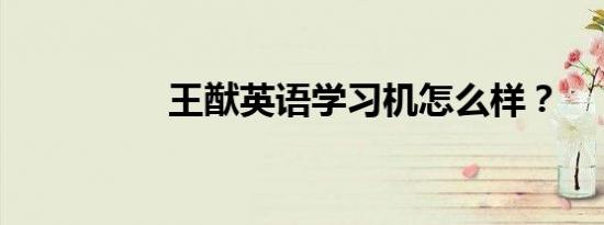 王猷英语学习机怎么样？
