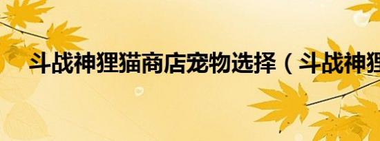 斗战神狸猫商店宠物选择（斗战神狸猫）