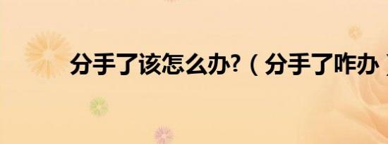 分手了该怎么办?（分手了咋办）