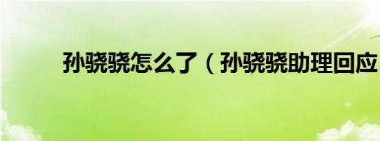 孙骁骁怎么了（孙骁骁助理回应）