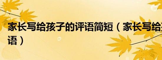 家长写给孩子的评语简短（家长写给孩子的评语）