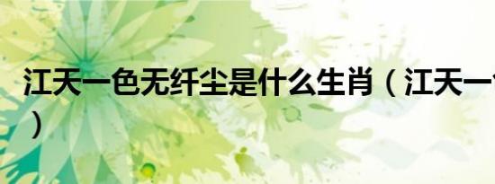 江天一色无纤尘是什么生肖（江天一色无纤尘）