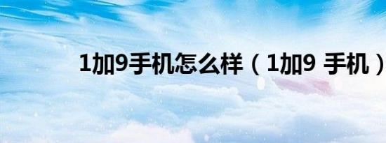1加9手机怎么样（1加9 手机）