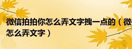 微信拍拍你怎么弄文字拽一点的（微信拍拍你怎么弄文字）
