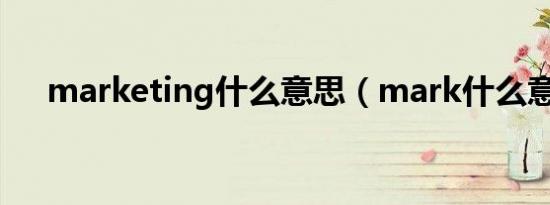 marketing什么意思（mark什么意思）