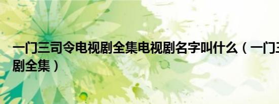 一门三司令电视剧全集电视剧名字叫什么（一门三司令电视剧全集）