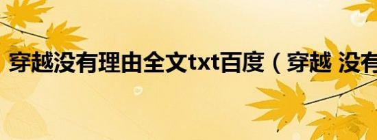 穿越没有理由全文txt百度（穿越 没有理由）