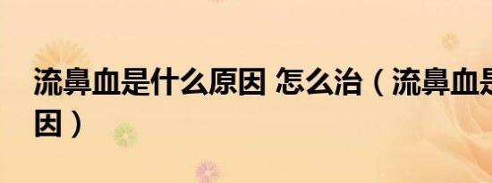 流鼻血是什么原因 怎么治（流鼻血是什么原因）