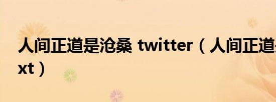 人间正道是沧桑 twitter（人间正道是沧桑 txt）