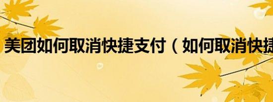 美团如何取消快捷支付（如何取消快捷支付）