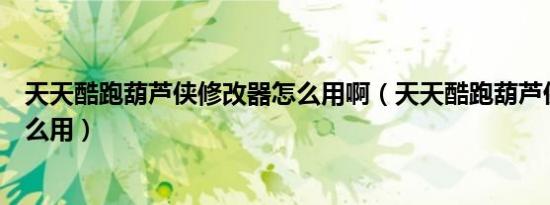 天天酷跑葫芦侠修改器怎么用啊（天天酷跑葫芦侠修改器怎么用）