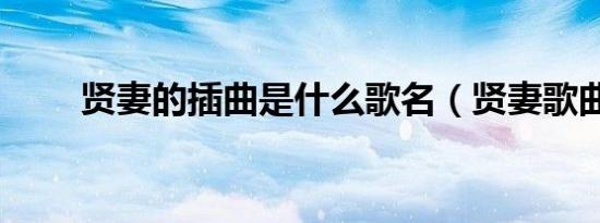 贤妻的插曲是什么歌名（贤妻歌曲）