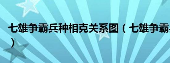 七雄争霸兵种相克关系图（七雄争霸兵种相克）