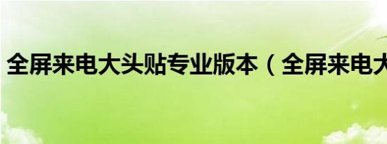 全屏来电大头贴专业版本（全屏来电大头贴）